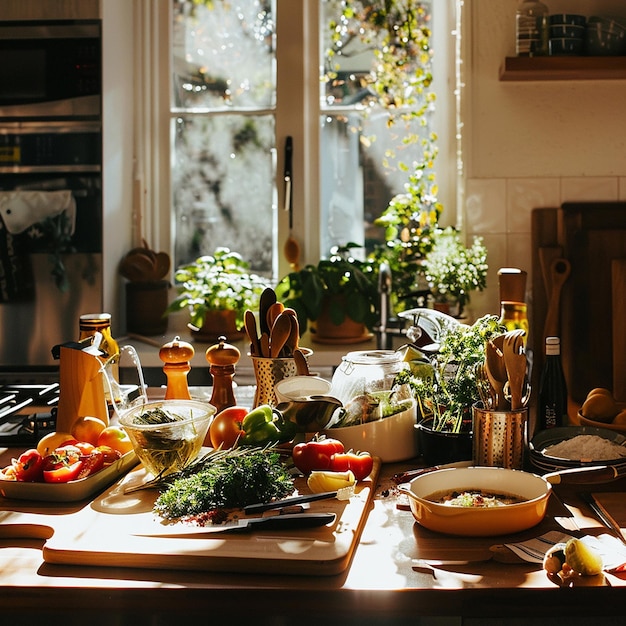 Stół z talerzami domowych potraw
